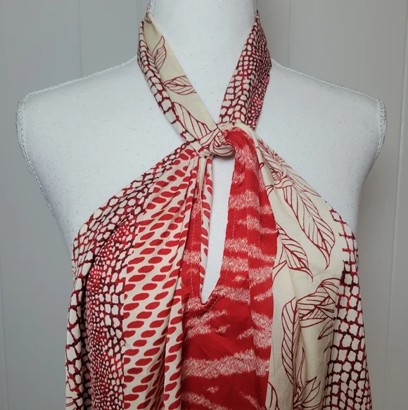 NWT Banana Republic Factory Red Sunset Satin Twist Neck Halter Tank Top XL - Picture 7 of 14